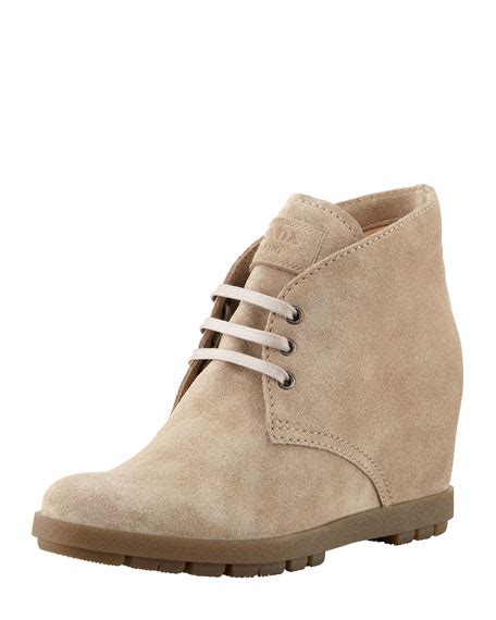 prada suede wedge lace up bootie|Prada block heel bootie.